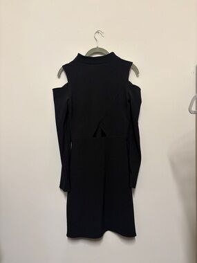 Express Black Cold-Shoulder Knit Mini Dress